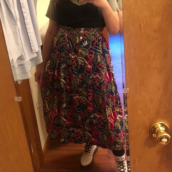 Keith Lee leaf print maxi skirt with pockets - Picture 2 of 2